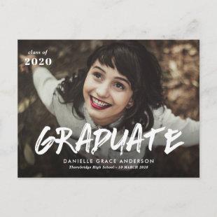 Brush script graduation announcement & invitation postcard