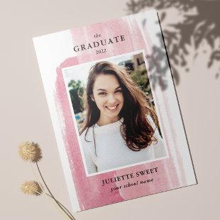 Brushstrokes | Dark Pink Photo Girly Graduation Invitation