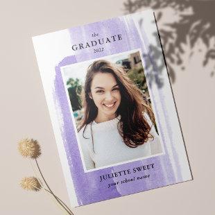 Brushstrokes | Purple Photo Girly Graduation Invitation