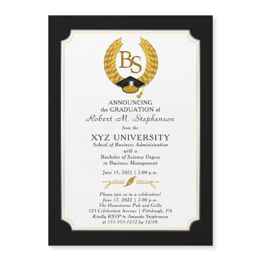 BS - Bachelor of Science Degree College Graduation Magnetic Invitation