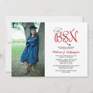 BSN Nurse photo graduation + celebration Invitation
