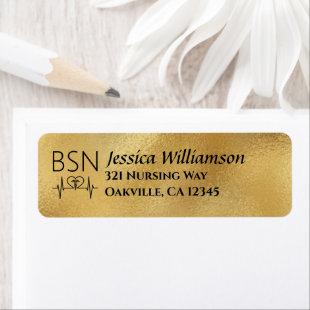 BSN RN Nurse Graduation Party Black Gold Address Label