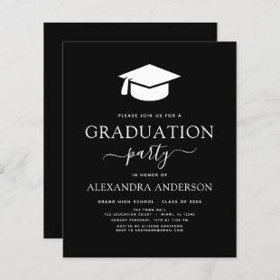 Budget 2022 Graduation Party Black Invitation