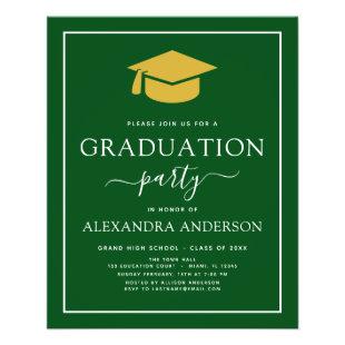 Budget 2022 Graduation Party Green Gold Flyer