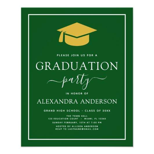 Budget 2022 Graduation Party Green Gold Flyer