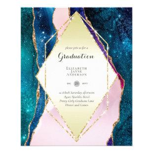 BUDGET Agate GRADUATION Party Invites Glitter Glam Flyer