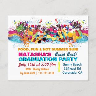 Budget Beach Graduation Party Invitation