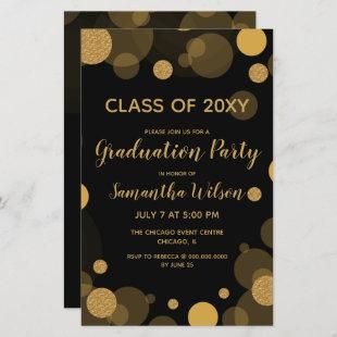 Budget Black Gold Graduation Party Invitation