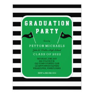 Budget Black |Green Flag Striped Graduation Party Flyer