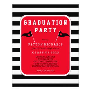 Budget Black |Red Flag Striped Graduation Party Flyer