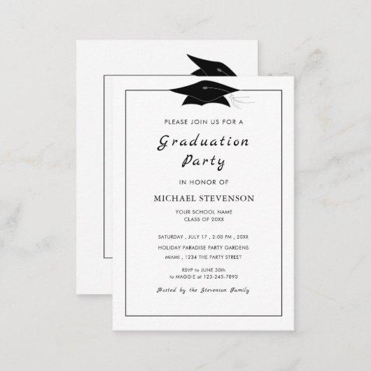 Budget Black White Graduation Party Invitation Cap
