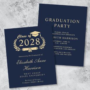 Budget Blue College Graduation Party Invitation