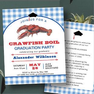 BUDGET Blue Crawfish Boil GRAD Party Invitation