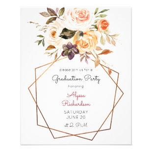 Budget Blush & Peach Floral Graduation Party Flyer