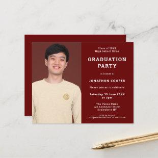 Budget Burgundy Grad Photo Graduation Invitation
