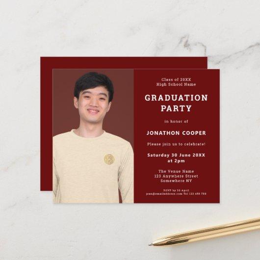Budget Burgundy Grad Photo Graduation Invitation