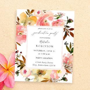 Budget Candy Pink & Yellow Floral Graduation Party Flyer