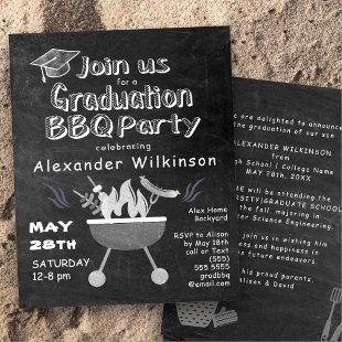 BUDGET Chalkboard BBQ Graduation Party Invitation