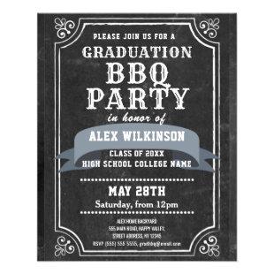 BUDGET Chalkboard Grad BBQ Party Photo Invitation Flyer