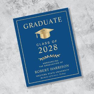 Budget Classic Blue Gold Graduation Announcement
