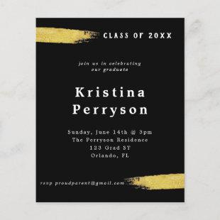 Budget Classy Black and Gold Graduation Invitation