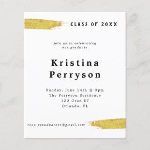 Budget Classy White and Gold Graduation Invitation