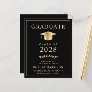 Budget College Black Gold Graduation Announcement