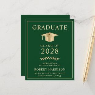 Budget College Green Gold Graduation Announcement