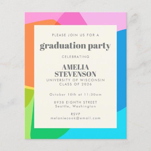 Budget Colorful Abstract Graduation Party Invite