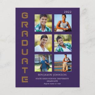 Budget Colors Gold 2 & Purple Graduate Multi Photo Flyer