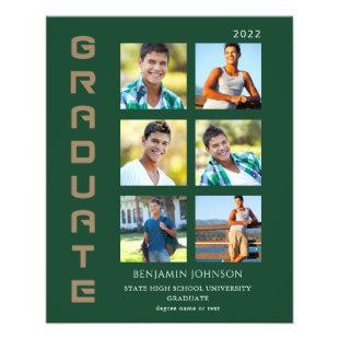 Budget Colors Gold & Green Graduate Multi Photo  Flyer