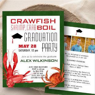 BUDGET Crawfish Boil 3 Photo Graduation Invitation