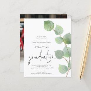 Budget Elegant Eucalyptus Photo Grad Invitation