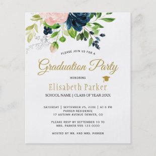 Budget elegant floral graduation party Invitation Flyer