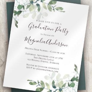 Budget Eucalyptus Graduation Party Invitation