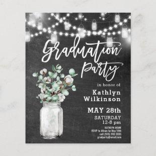 BUDGET Eucalyptus Greenery GRAD Party Invitation