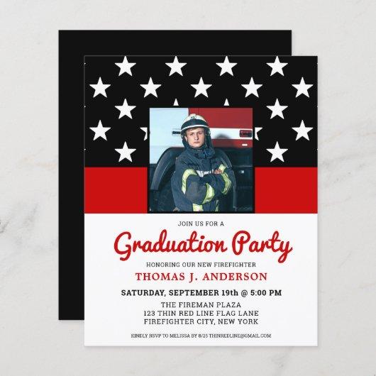 Budget Firefighter Graduation Party Photo Invite