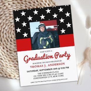 Budget Firefighter Graduation Party Photo Invite