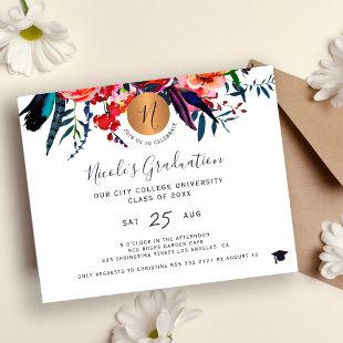 Budget floral chic graduation party invitation