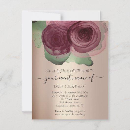 Budget Floral QR Code Rose Gold Greenery