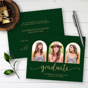 Budget Forest Green Gold Arch 3 Photo Graduation