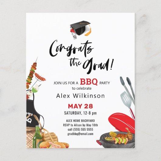 BUDGET Fun Script Graduation BBQ Party Invitation