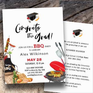 BUDGET Fun Script Graduation BBQ Party Invitation Flyer