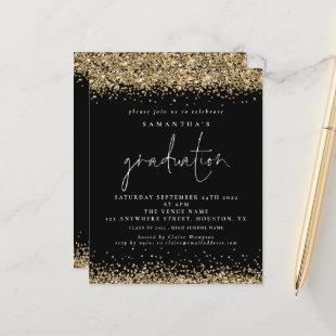 Budget Gold Glitter 2022 Graduation Black Invite