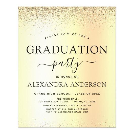 Budget Gold Glitter 2023 Graduation Party Flyer