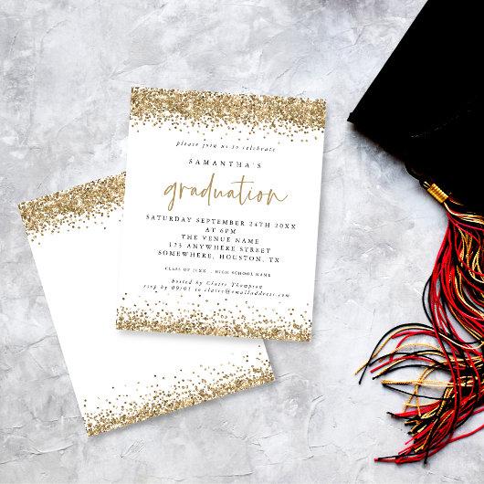 Budget Gold Glitter Border Graduation Invitation