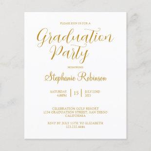 Budget Gold Script Graduation Party Invitation