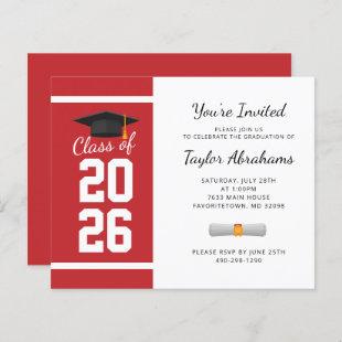 Budget Grad 2022 Red White Graduation Invitation