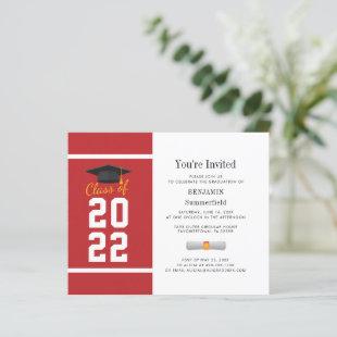 Budget Graduation 2022 Modern Red White Grad Party