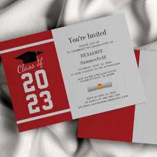 Budget Graduation 2023 Red Grad Party Invite